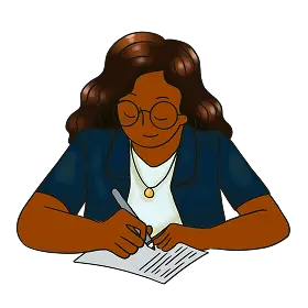 Woman writing in notebook